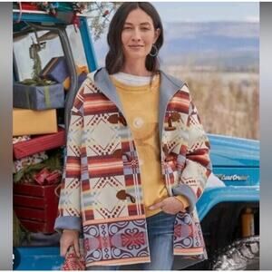 SUNDANCE Catalog Southwest Distant Peaks Coat Cream Ivory Navajo Southwestern XS